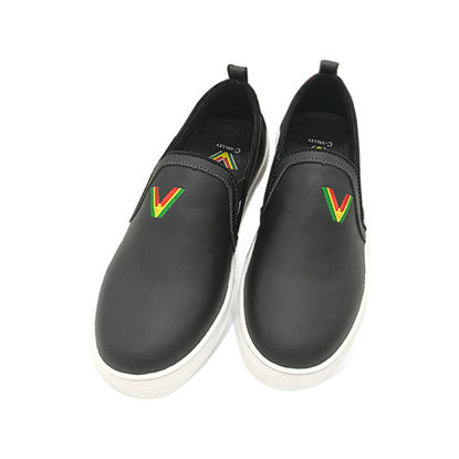 Mens Portable Business Embroidered Leather Shoes-Black