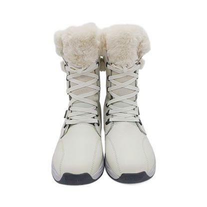 Womens Cold Resistant Slip-resistant Waterproof Leather Boots-Off White